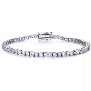 6.2-Carats Tennis Bracelet 8" GRA Certified Moissanite Diamonds Sterling Silver